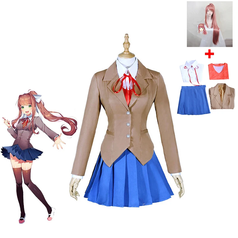 Doki Literature Club Monika Косплей Sayori Yan Natsuki Костюм Школьная форма Женский костюм для
