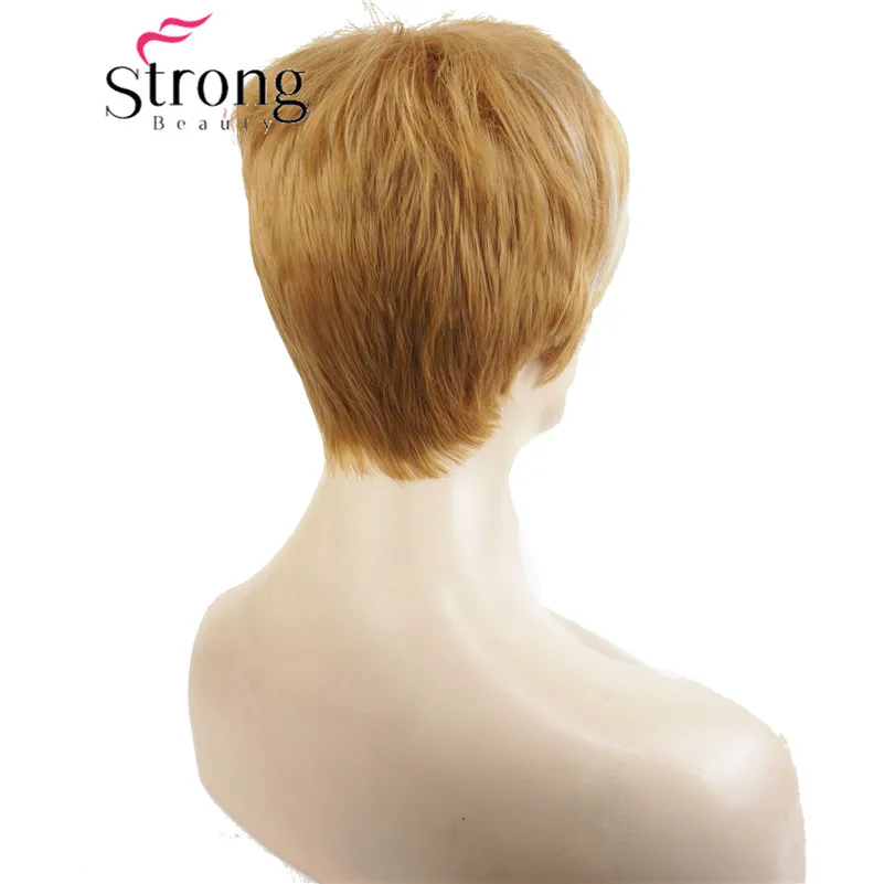 StrongBeauty короткий боковой взрыва красный асиметрический прямой парик полный синтетические парики выбор цвета