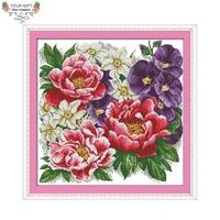 joy sunday a bunch of vigorous flowers h511 14ct 11ct stamped and counted home decoration flowers embroidery cross stitch kits