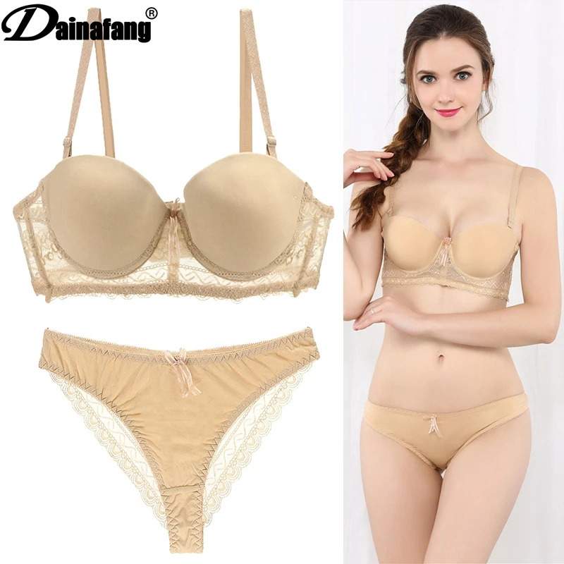 Комплект женского нижнего белья с чашками пуш ап 3/4 и бантом|sexy women bra set|bra setbra set vs |