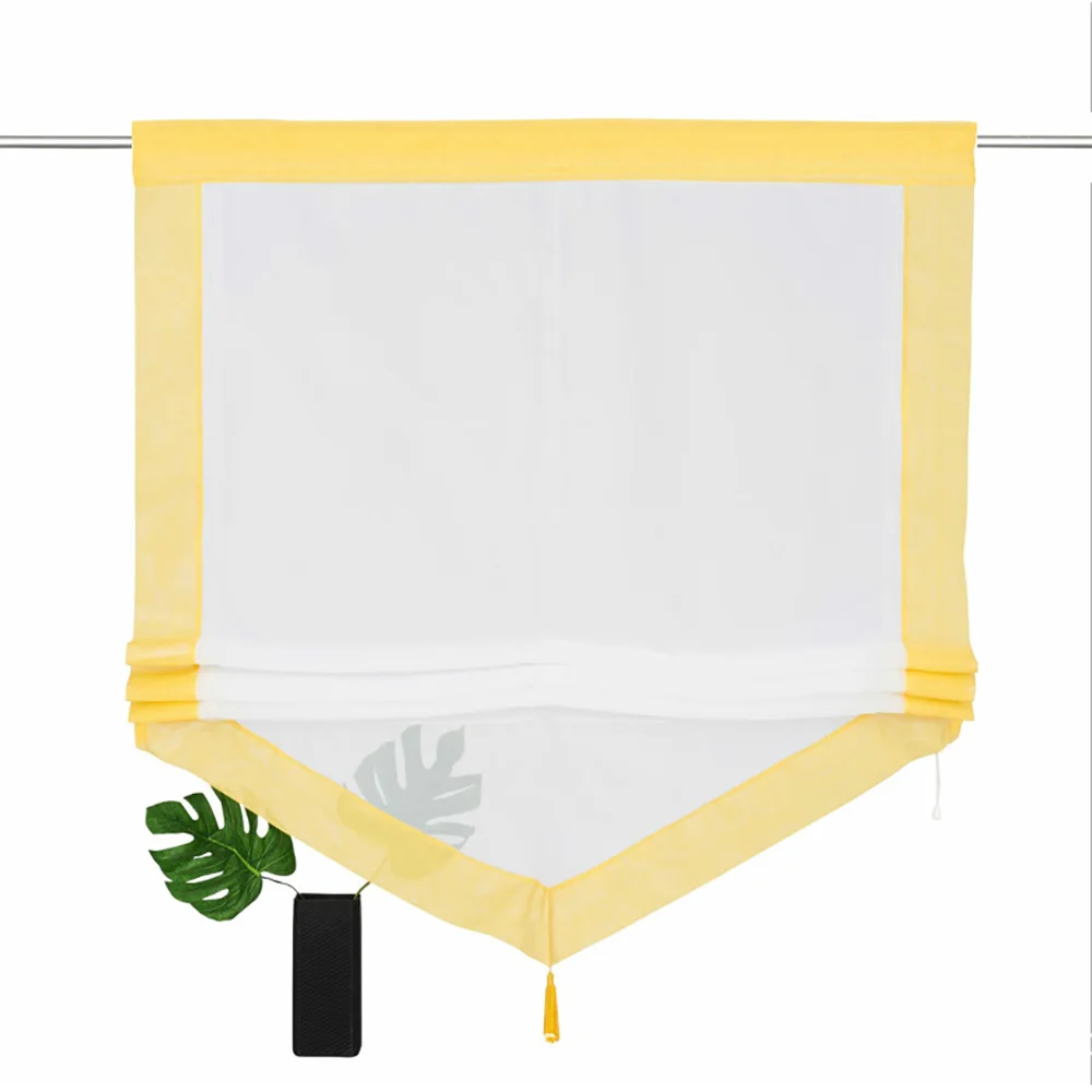 yellow Meijuner, римская занавеска, шторка, шторка, складной шарф, подзор, полиэстер, стержень, карман, рубрика для кофейни, гостиной - Цвет: yellow