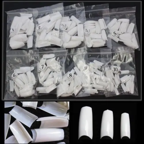 

Professional 500 Pcs Half French Natural White Long Acrylic False Nail Tips Nail Art Tips