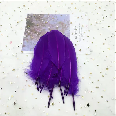 Purple 50pcs Натуральные гусиные перья для рукоделия Плюм 5-7 дюймов/13-18 см ювелирные изделия Одежда Аксессуары свадебные украшения 50 шт - Цвет: Purple 50pcs