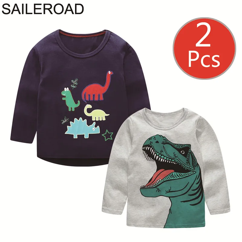 7051 7703 photo SAILEROAD 2 Шт. Экскаватор Печати Мальчики С Длинным Рукавом Топы для Детской Одежды 4 Лет Маленьких Детей футболки Хлопок Новорожденных Девочек Одежда - Цвет: 7051 7703 photo