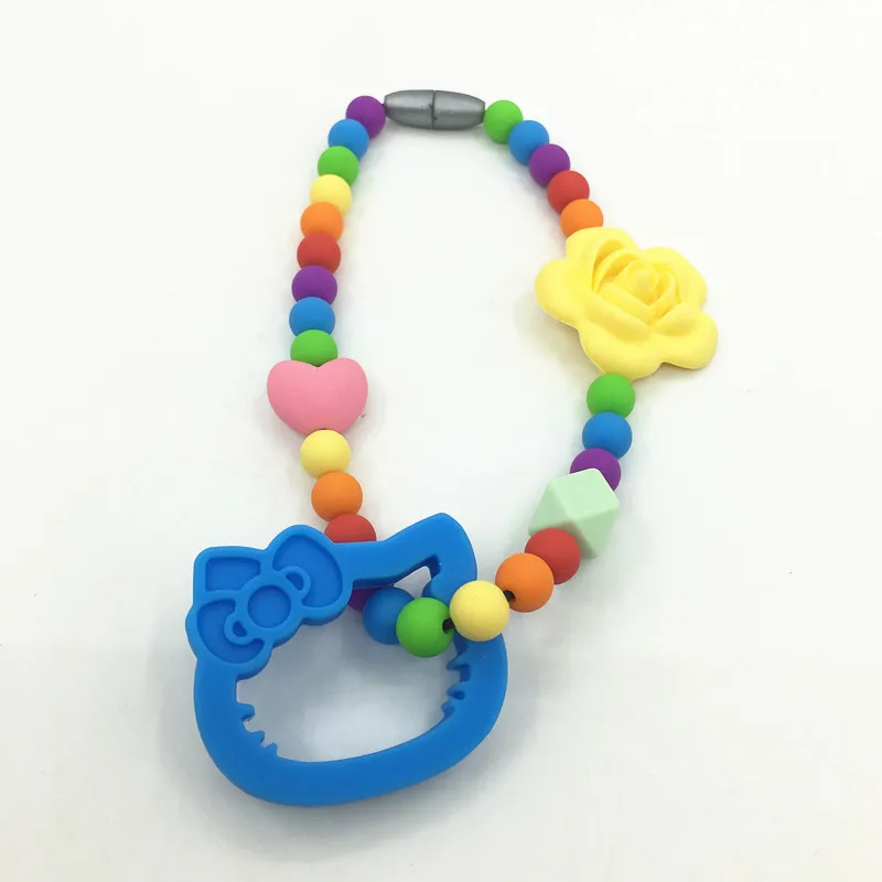 Силиконовые прорезывающиеся бусины hello kitty зубное кольцо для прорезывающихся зубов Прорезыватель игрушка силиконовые жевательные Прорезыватель для зубов аксессуар