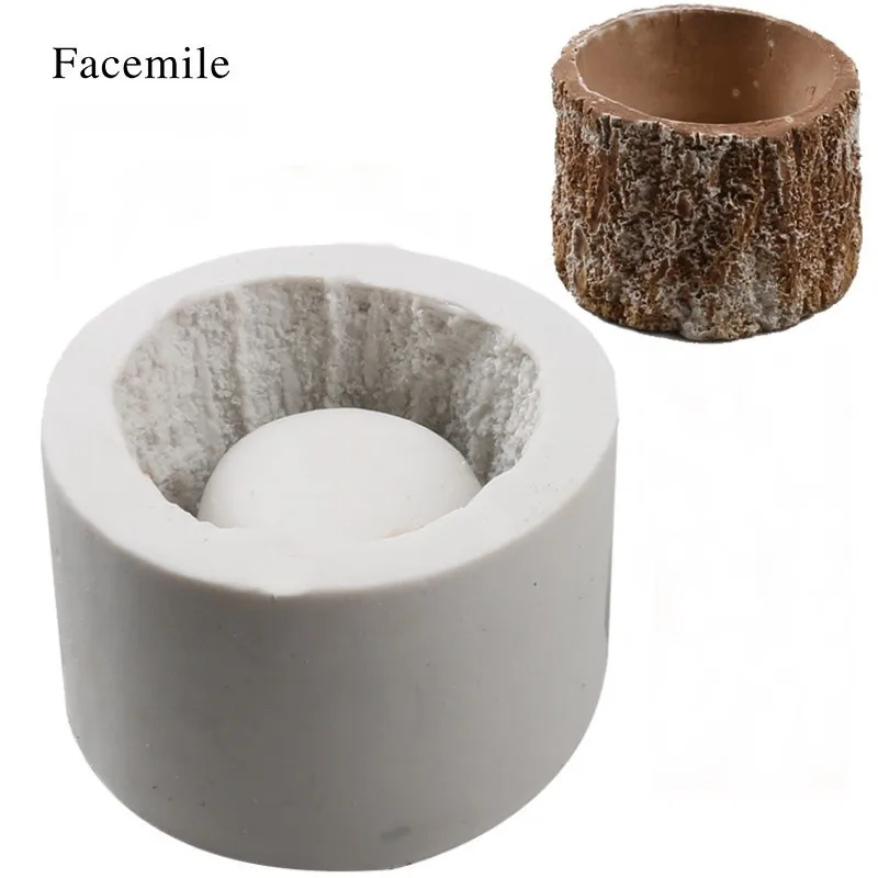 

3D Tree Stump Cement Vase Succulents Flower Pot Silicone Mold Plant Pot Mould Cake Decorating Tools Candle Craft Home Decoration