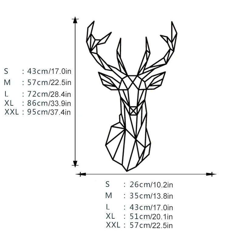 Geometric Deer Head Wall Sticker - Vinyl Wall Art Custom Home Decor - Geometry Animal Series Decals - 3D - 5 Sizes image 6