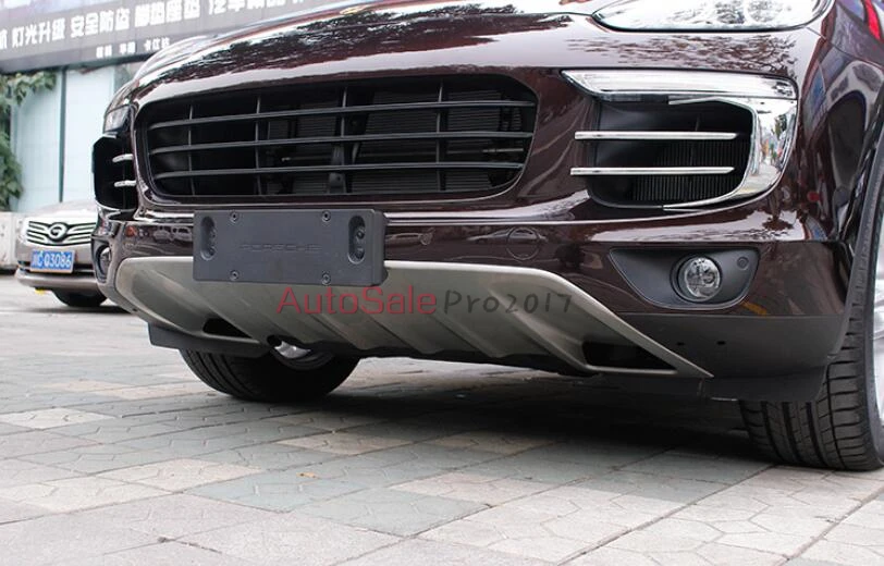 

Stainless steel Front + Rear Bumper Protector Skid Plate Guard Trim for Porsche Cayenne 2015 2016 2017