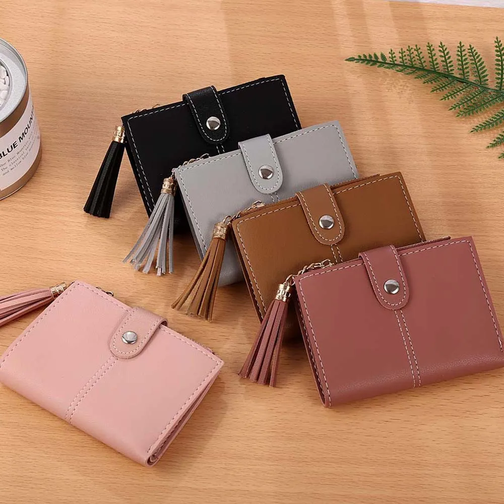 Women Simple Short Wallet Tassel Coin Purse Card Holders Bolsa Feminina Billetera Mujer Slim | Багаж и сумки
