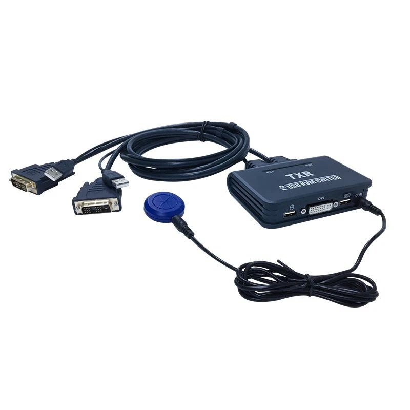 2 порта Usb 0 в 1 выход Dvi Kvm переключатель коробка с аудио-видео кабелем для монитора