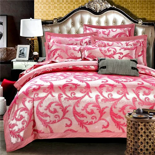 queen King size 4/6 шт. элитное постельное белье Комплект постельного белья из шелка и сатина жаккардовое постельное белье, покрывало на кровать, простыни постельное покрывало - Цвет: 16
