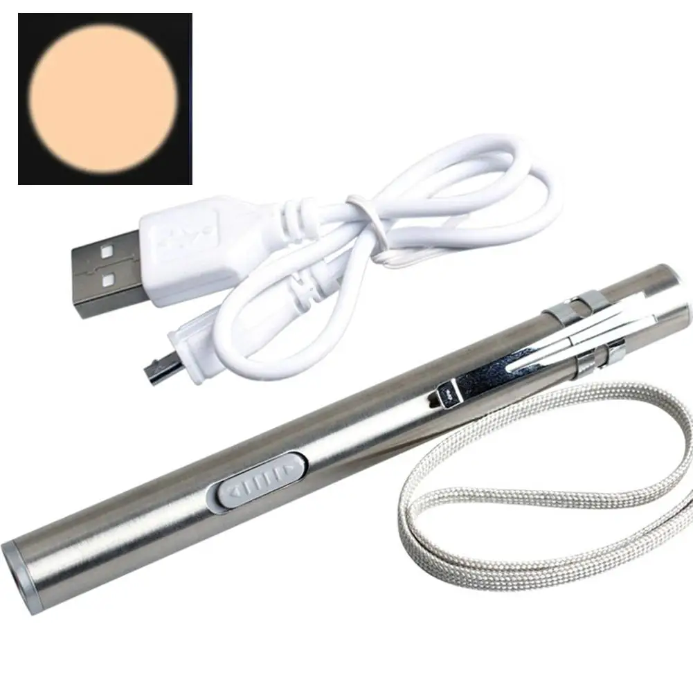 Yellow Портативный usb зарядка светодиодный светильник s водонепроницаемый фонарь светильник из нержавеющей стали диагностический ручка светильник s для ученика проверка для врача - Испускаемый цвет: Yellow