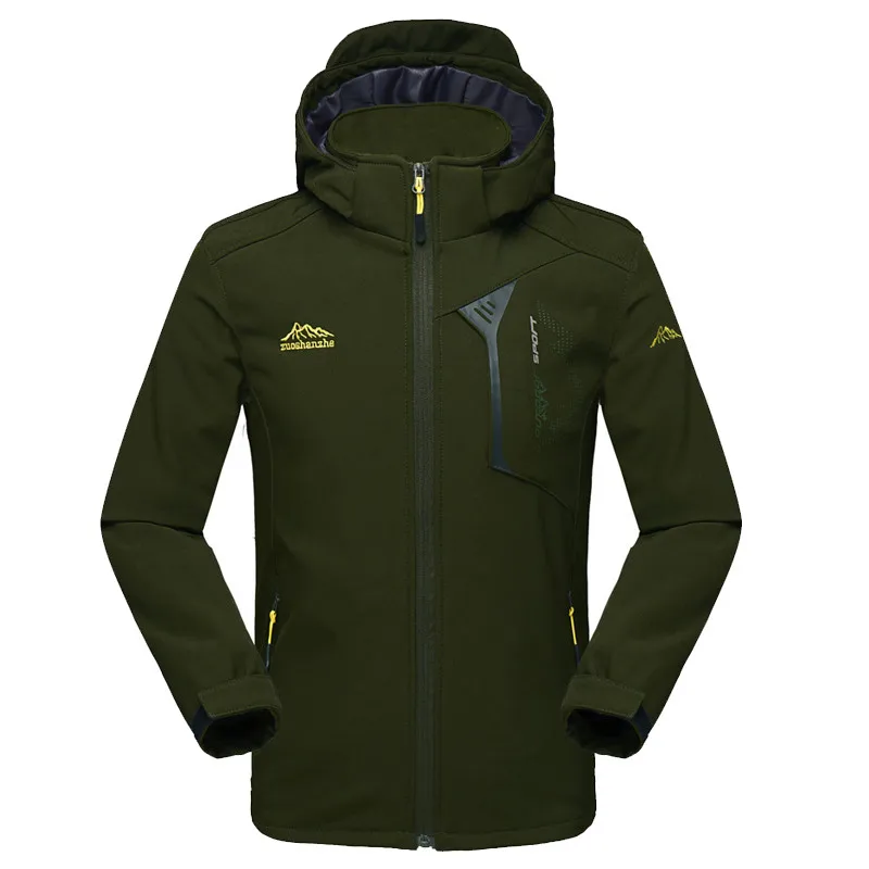 Army Green Мужские куртки из материала софтшелл для альпинизма, на весну и осень, для походов, альпинизма, кемпинга, треккинга, ветровки, мужские пальто, VA381 - Цвет: Army Green