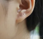 Мини-серьги шпильки для ушей серебряного цвета, 2 мм