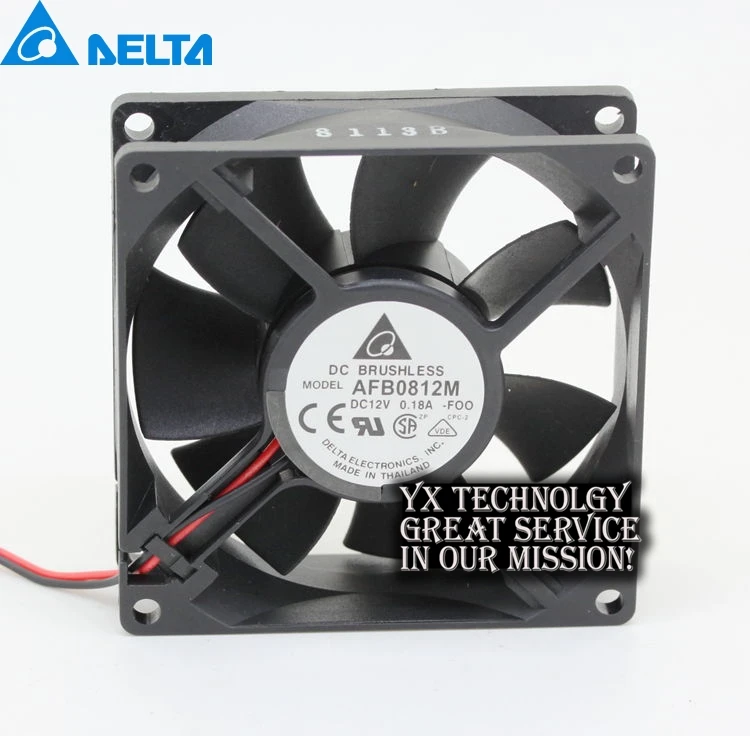 

50pcs/lot New AFB0812M 12v 8cm 80mm 8025 double ball bearing cooling fan 0.18A for DELTA 80*80*25mm