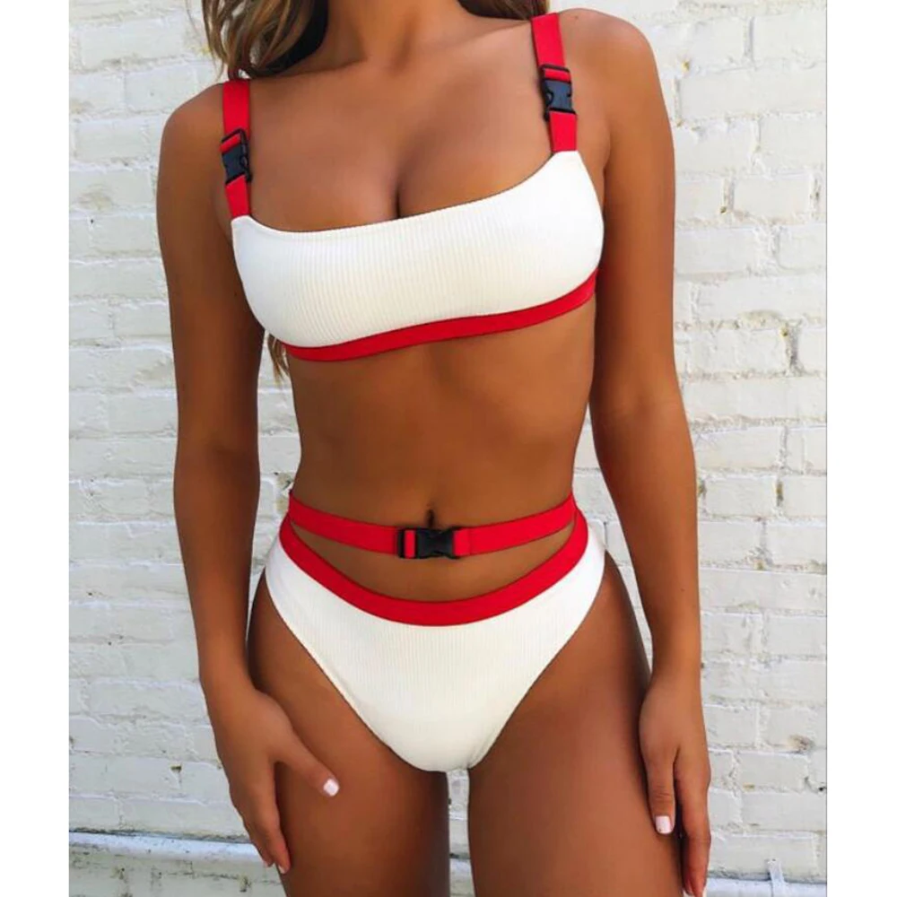NAVSEGDA 2019 Bandeau Swimsuit Push up Buckle Swimwear for Women Summer Bathing Suit Micro Bikini Beachwear |