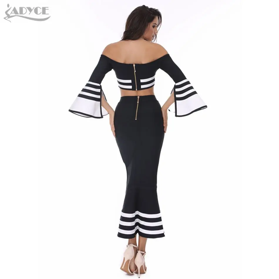 Adyce 2021 Новый женский подиумный комплект из двух предметов Бандажное платье белое