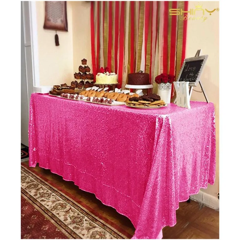Fuchsia 72x72in черная Рождественская Скатерть прямоугольная скатерть с блестками черная WeddingTablecloth-180x180CM-Y429 - Цвет: Fuchsia