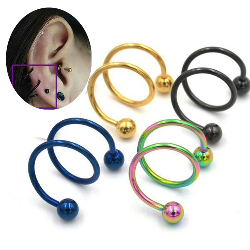 2 шт. Спиральные кольца штанги из хирургической стали 1 2x8x4 мм|body piercing jewelry|piercing