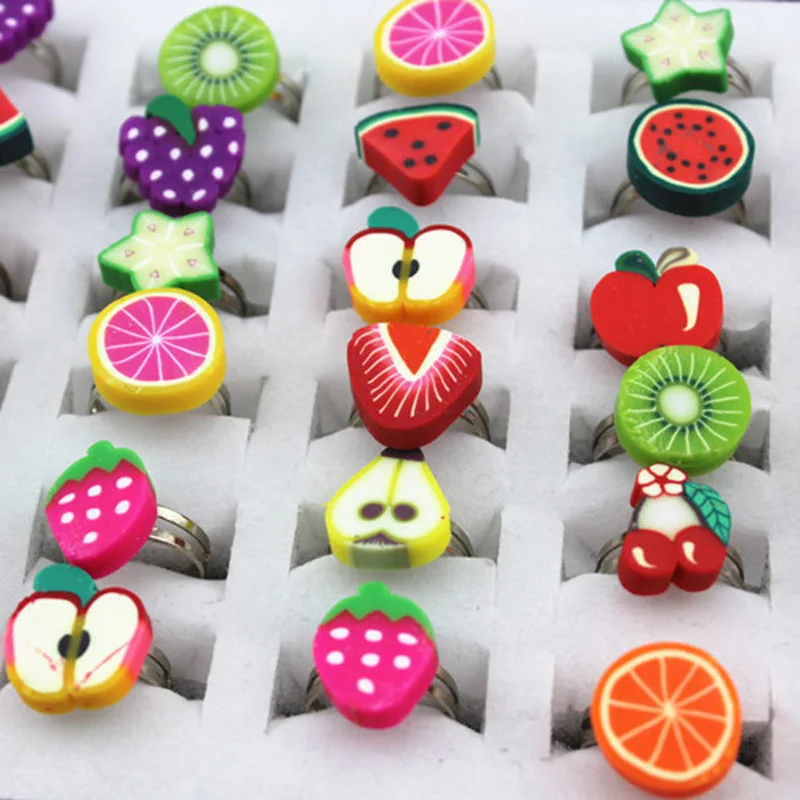 Милые 10 шт. полимерные глиняные металлические детские кольца для мальчиков и