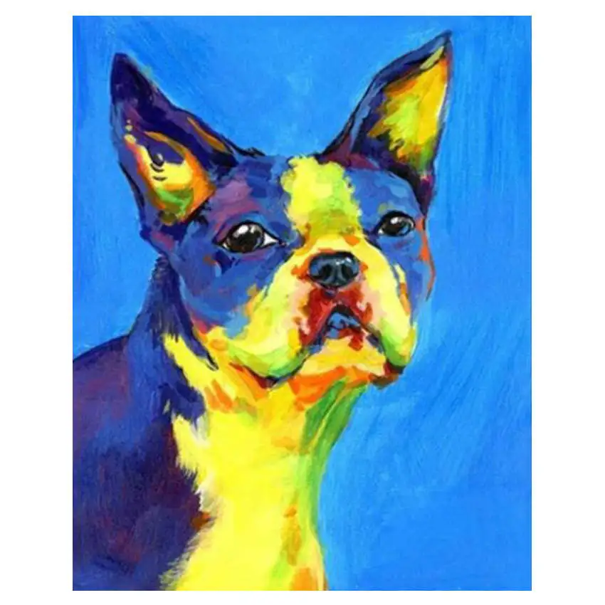 dog painting 13 Раскраска по номерам, краска по номерам, картина, собака, живопись, каллиграфия - Цвет: dog painting 13