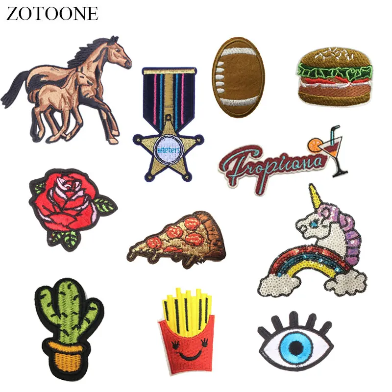 ZOTOONE лошади нашивки в форме единорога Цветочные наклейки Diy Железный на одежду