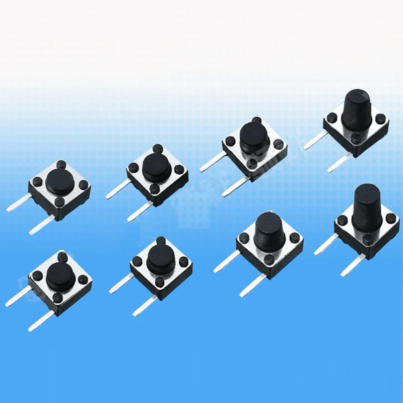 

200pcs/lot 6*6*4.3/4.5/5/5.5/6/6.5/7/7.5/8/8.5/9mm Side 2 pin Tact Switch Push Button Switch 6x6mm Black