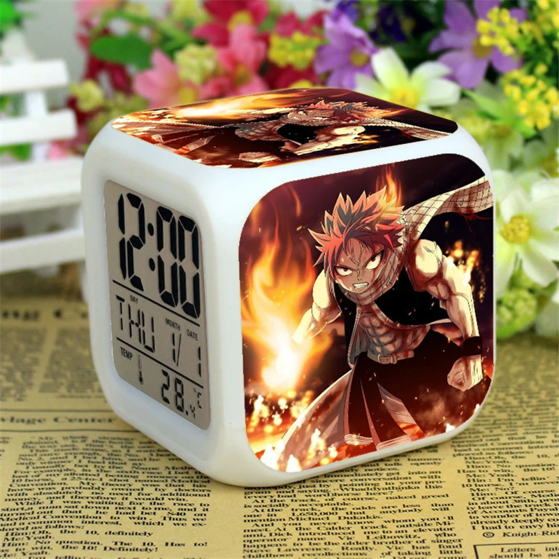 Аниме Сказочный хвост Led Natsu серый фигурку будильник светящийся Despertador цифровой