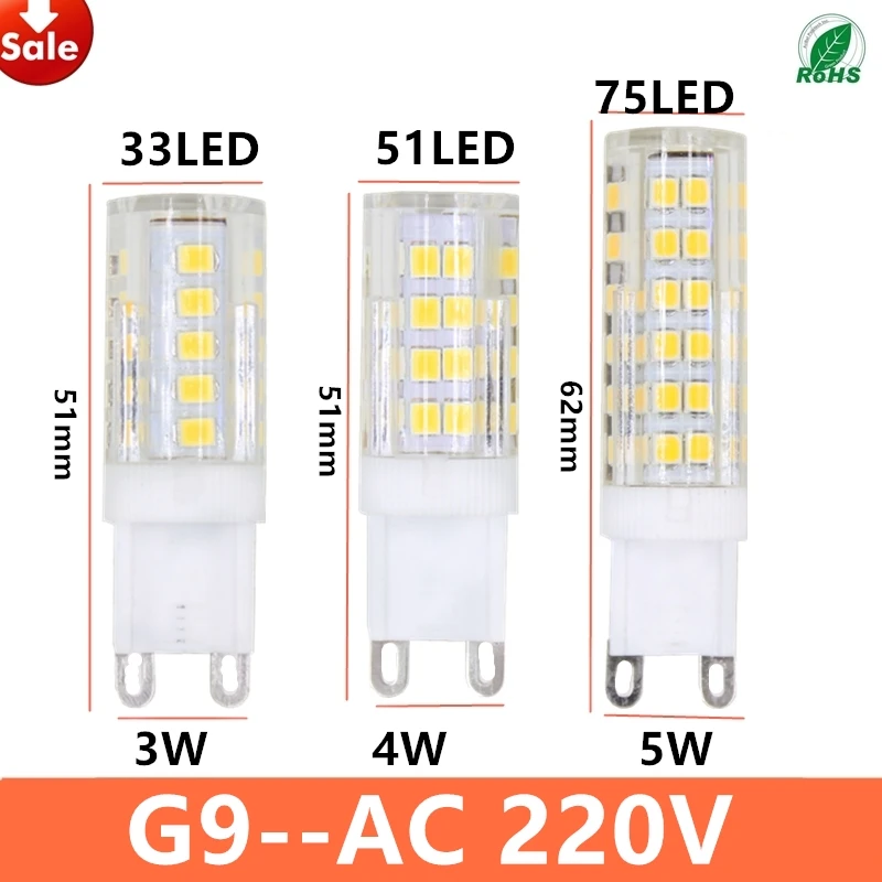 

Real power G9 LED BULB 3W 4W 5W SMD 2835 AC220V Ceramic LED Ceramic Crystal LED Bulb high power Spotlight for Chandelier