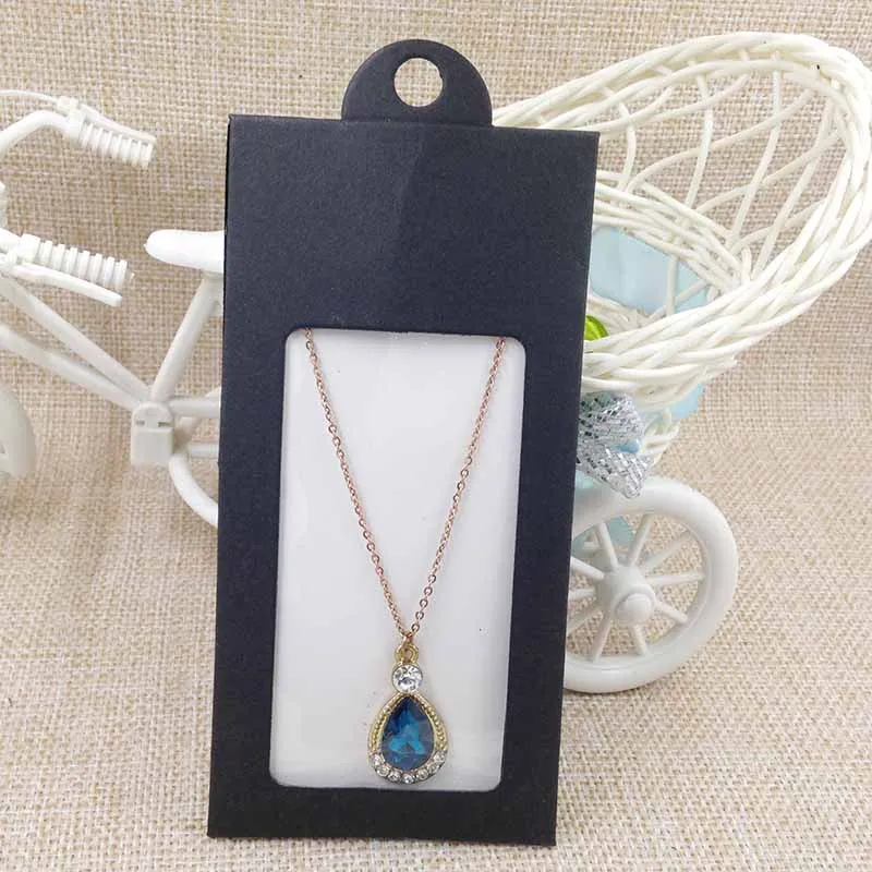 Крафт колье карточка и подвесная коробка для окон крафт/черный/белый 13 5 х6 см