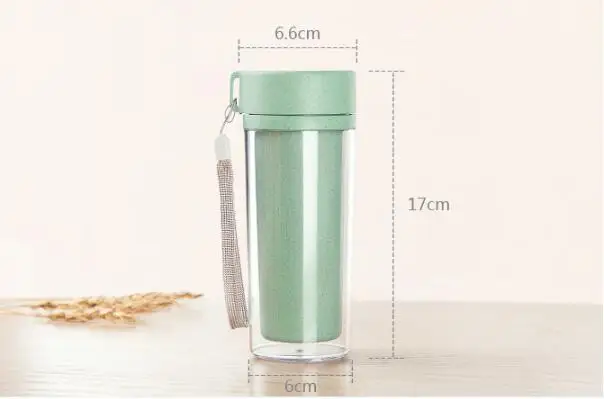 

1PC Double Wall Wheat Straw Readily Cup Coffee Vacuum Cup Mugs Thermal Bottle Thermocup Fashion Vacuum Flask Cup NX 038