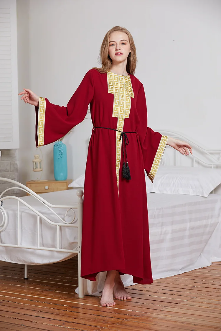 Muslim Embroidery Abaya Ramadan Arab Islamic Prayer Clothing Worship Service Maxi Dress Cardigan Long Robe Gowns Jubah Kimono |