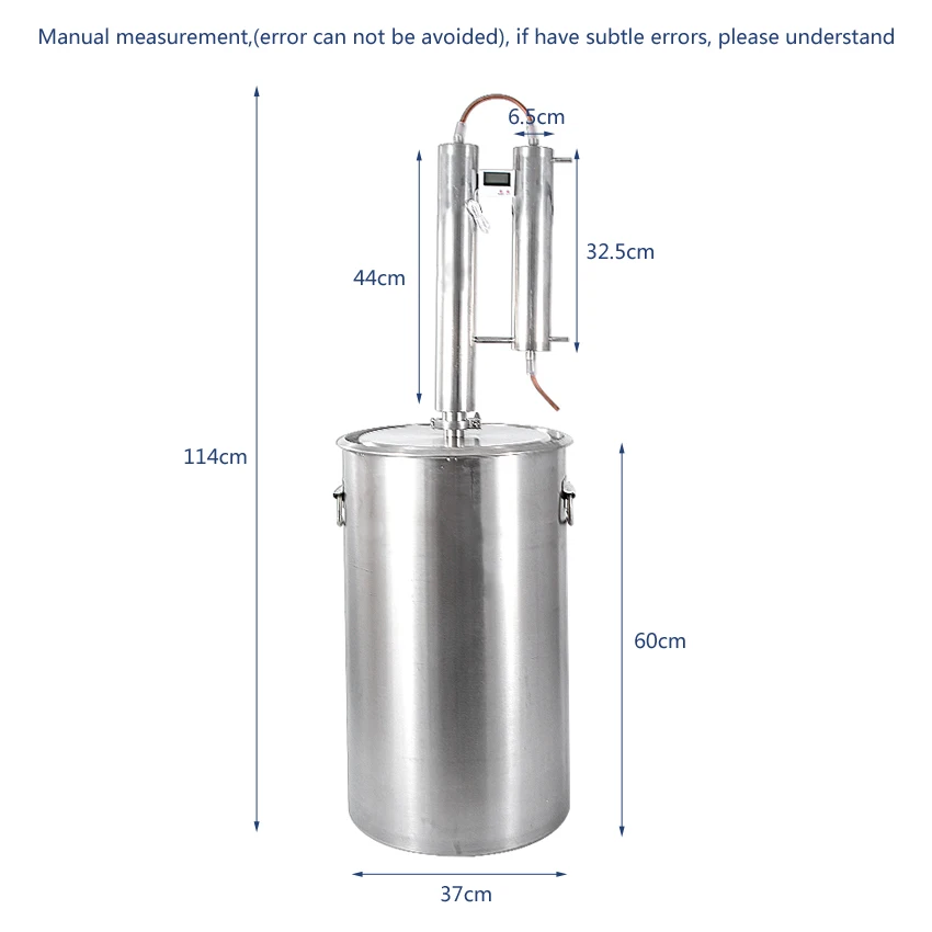 Самогонный дистиллятор из нержавеющей стали 304 60 л башня красная медная