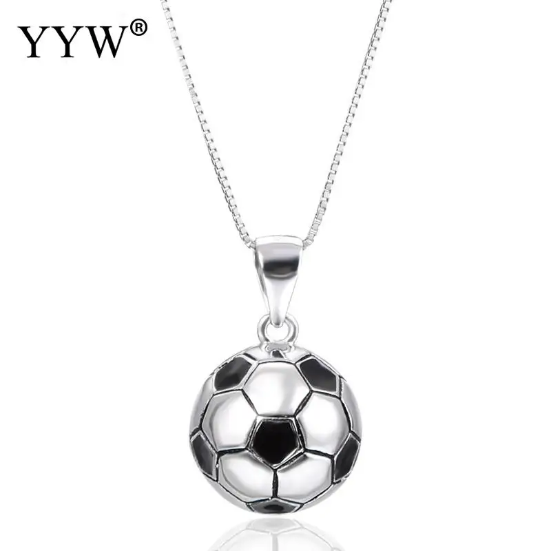 Подвеска из стерлингового серебра 925 пробы кавайная цепочка для футбола