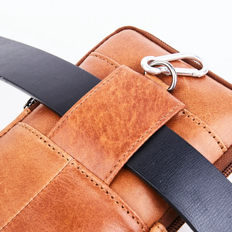 Забавная поясная сумка для мужчин из натуральной кожи деловой кошелек с петлей