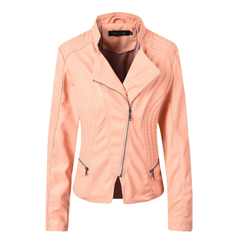 Женские Байкерские Куртки из искусственной кожи черные облегающие повседневные