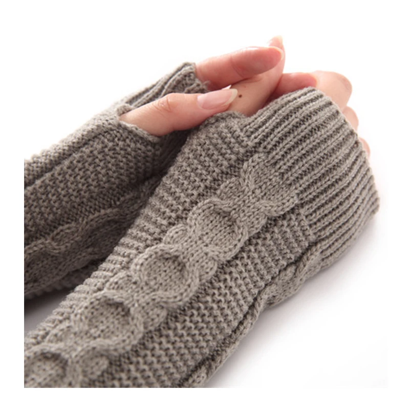 Женские зимние теплые перчатки EAGLEBORN длинные без пальцев однотонные варежки