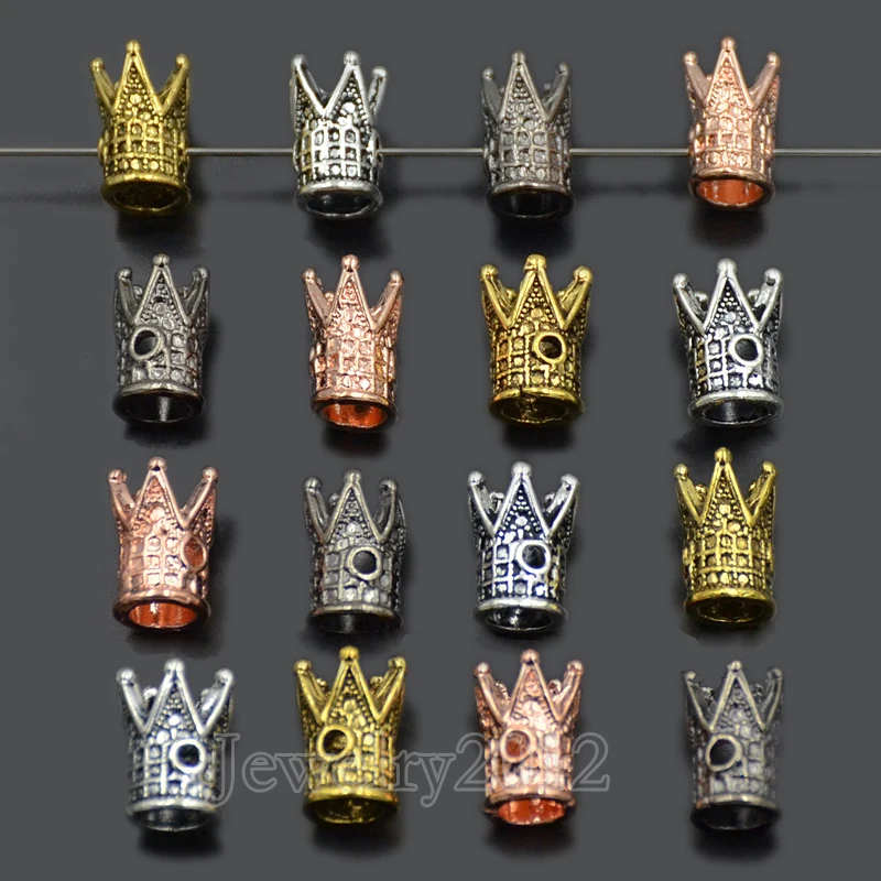 100 шт./лот твердая Металлическая корона король 8x12 мм для браслета соединитель