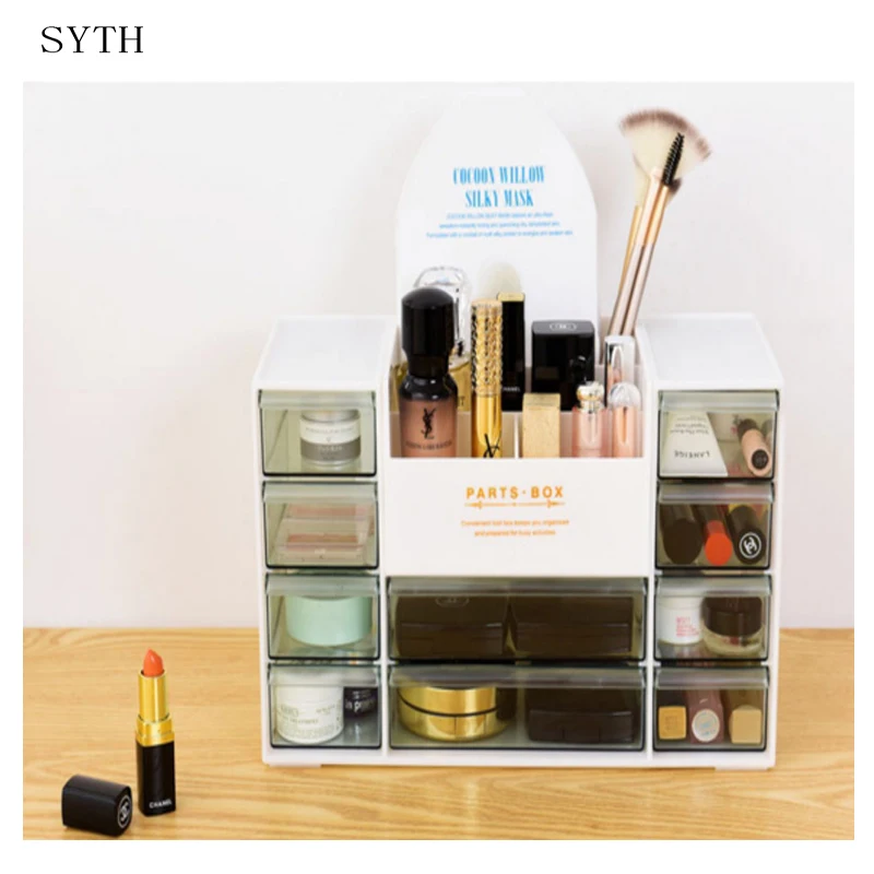 Глянцевый пластиковый органайзер для макияжа SYTH ящик хранения с ящиками