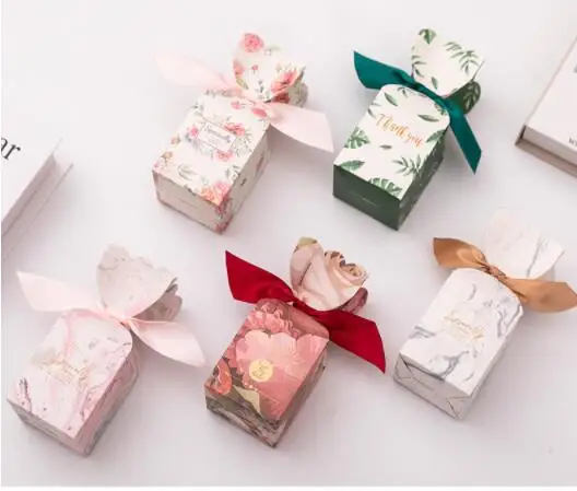 

New Creative Marbling style Candy Boxes Wedding Favors and Gifts Box Party Supplies Baby Shower Paper Chocolate Boxes Package