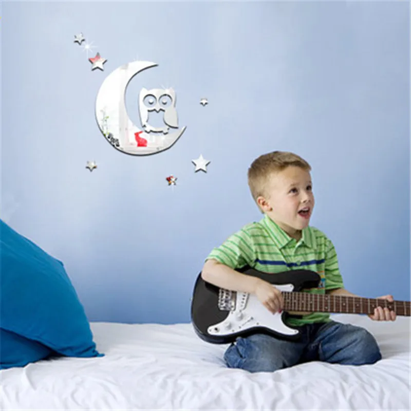 Акриловая Настенная Наклейка сова луна звезды детский сад детская комната 3D