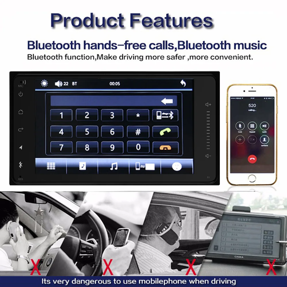 AMPrime 7 &quotдюймов 2 Din мультимедиа для Android плеер HD Сенсорный экран 7001 T автомобильное