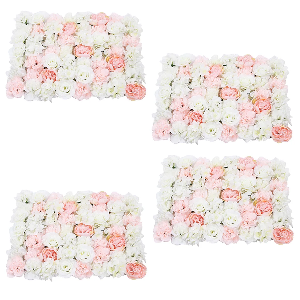 

Pack of 4 Artificial Flower Wall Silk Rose Flower Backdrop Panel Wedding Venue Decor