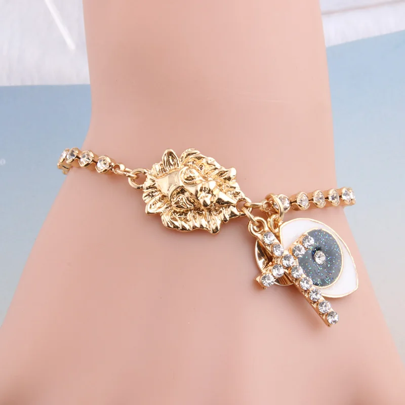 NeeFuWoFu хрустальные браслеты с головой льва браслет для глаз Pulsera de Madera веревка