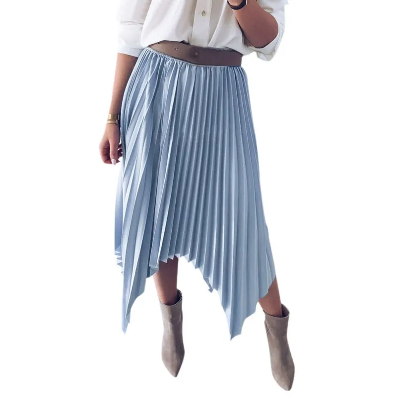 Женская летняя плиссированная юбка с высокой талией Однотонная из сетчатого