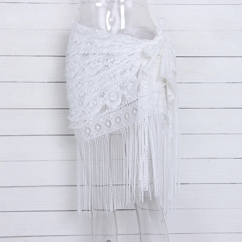 Gravida/кружевные вязаные чехол с вышивкой на шнуровке пикантные пляжная туника бахромой Открытое платье для