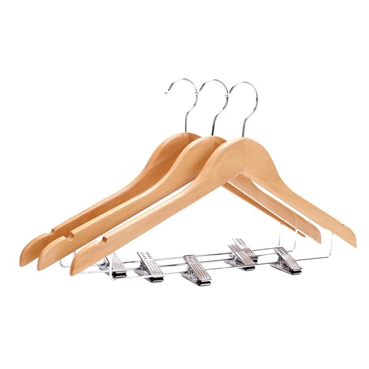 [Бесплатная доставка] Φ с зажимами для костюмов (10 шт./лот)|hangers with clips|wooden hangerswooden
