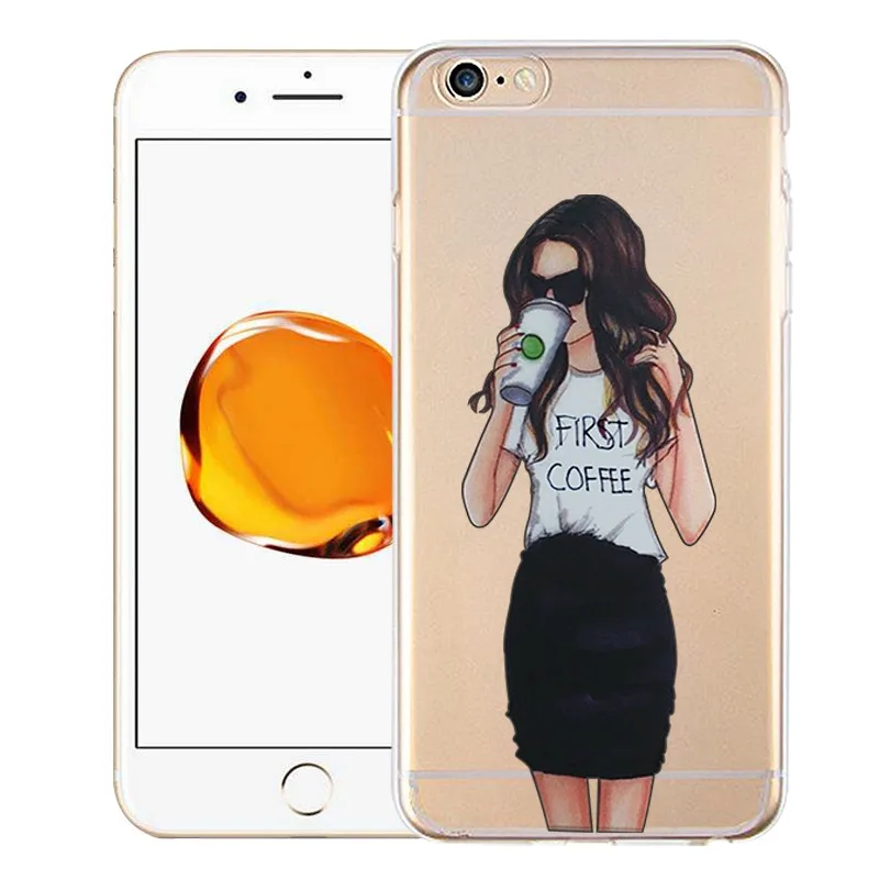 QMSWEI TPU Clear Phone Case For iPhone 6 6s 7 8plus x Soft Printed Girl Boy Silicone BackCover Free shipping 4 5se |