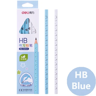 Blue HB Deli 12 шт., HB/2B пишущий карандаш, профессиональные стандартные карандаши, набор для рисования, рисования, эскиз, карандаш, Канцтовары для учащихся - Цвет: Blue HB