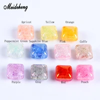 acrylic charms uv flat cracked square beads half hole imitated crystal beads handmade hair ornament materials for jewelry making